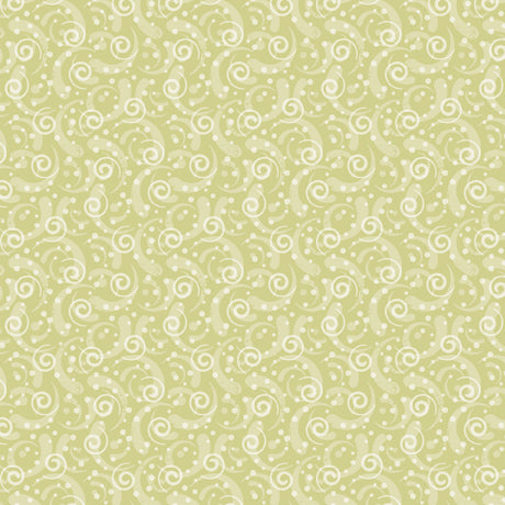 Apricot Grove Quilt Fabric - Swirl Scroll in Green - 1649 28984 H