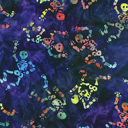 Artisan Batiks Celebration Quilt Fabric - Skeletons in Celebration Multi/Purple - AMD-20654-203 CELEBRATION