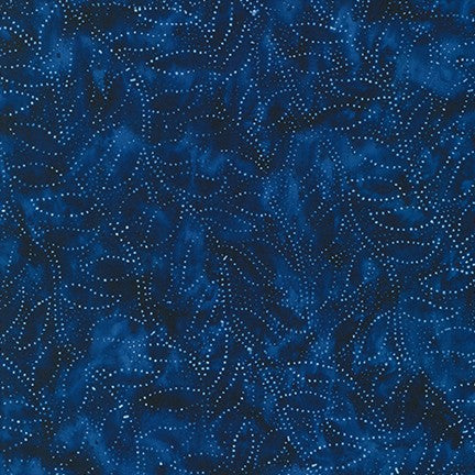 Artisan Batiks Kasuri Batik Quilt Fabric - Dotted Leaves in Navy Blue - AMD-20833-9 NAVY