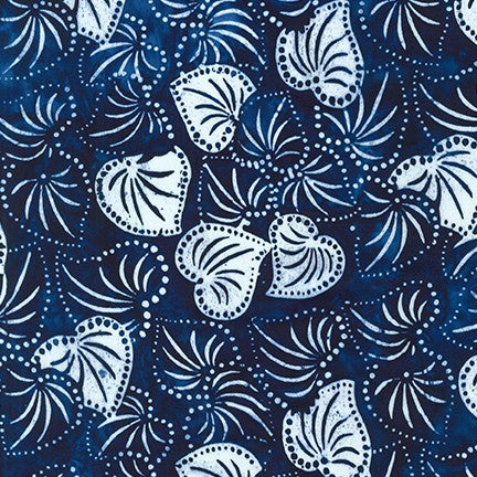 Artisan Batiks Kasuri Batik Quilt Fabric - Large Leaves in Navy Blue - AMD-20831-9 NAVY