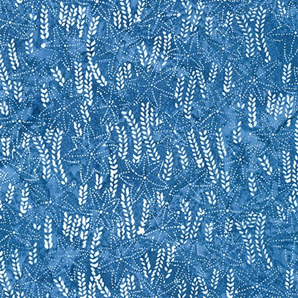 Artisan Batiks Kasuri Batik Quilt Fabric - Leaves and Sprigs in Denim Blue - AMD-20836-67 DENIM