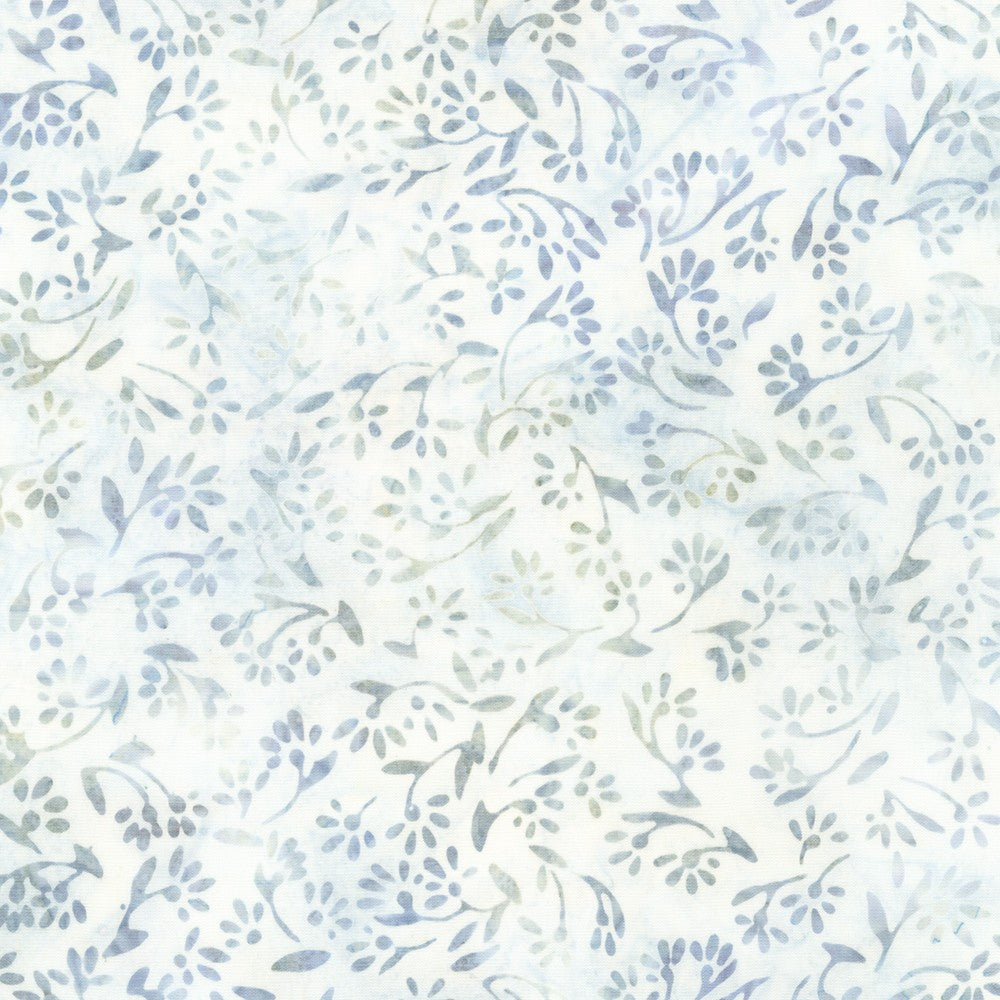 Artisan Batiks Pastel Petals Quilt Fabric - Floral Sprigs in Dove Gray - AMD-21448-412 DOVE