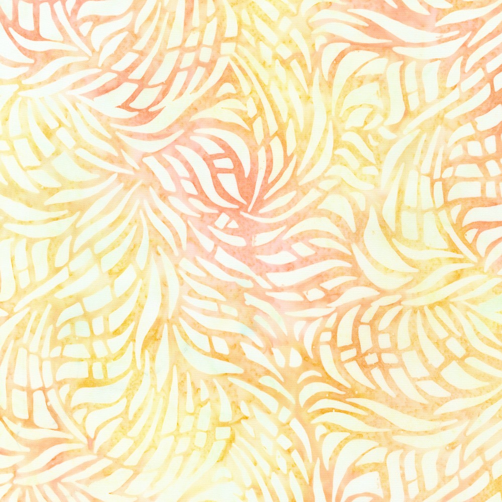 Artisan Batiks Pastel Petals Quilt Fabric - Fronds in Sunrise Orange/Yellow  - AMD-21447-207 SUNSHINE