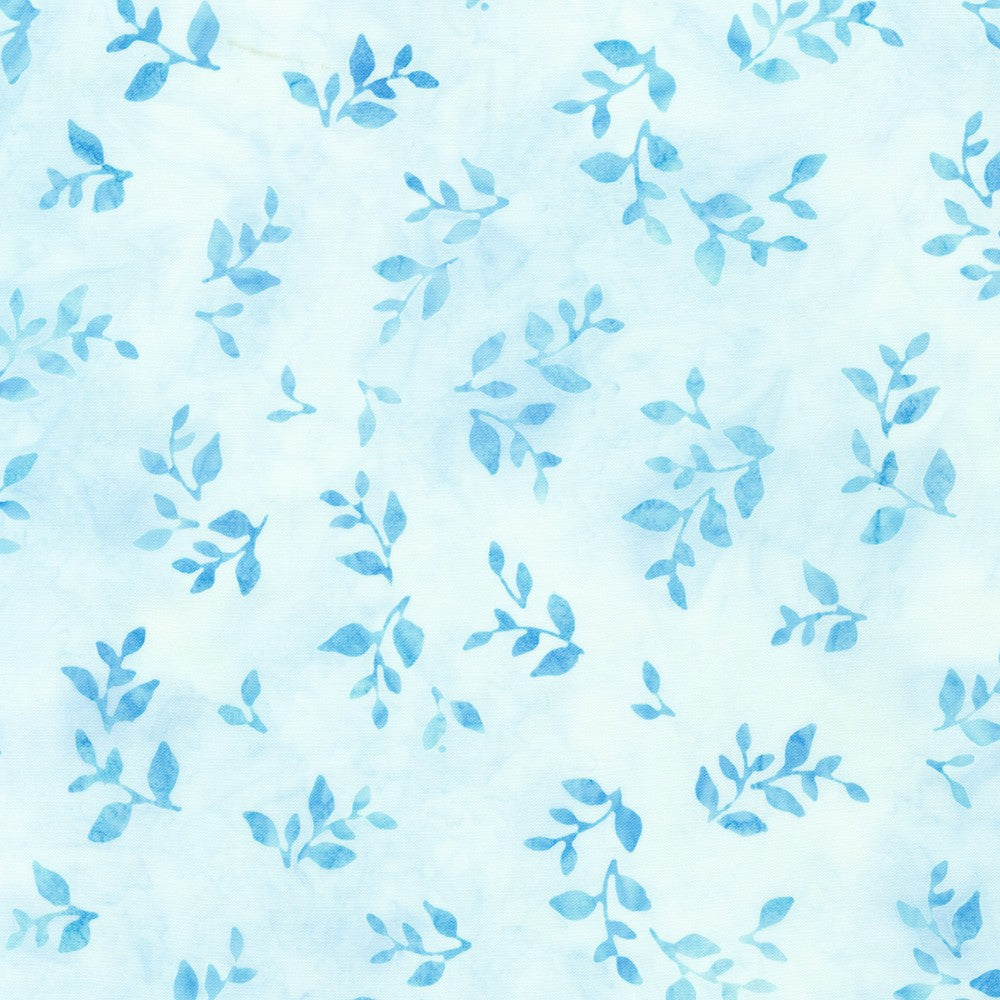 Artisan Batiks Pastel Petals Quilt Fabric - Leaf Sprigs in Breeze Blue - AMD-21451-390 BREEZE