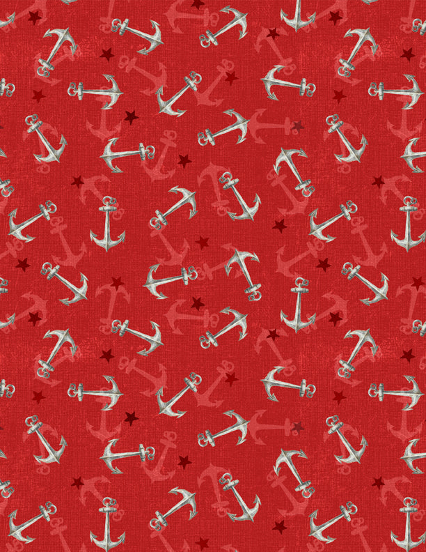 At the Helm Quilt Fabric - Anchor Toss in Red - 1077 89256 391