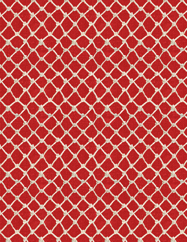 At the Helm Quilt Fabric - Rope Net in Red - 1077-89259-321