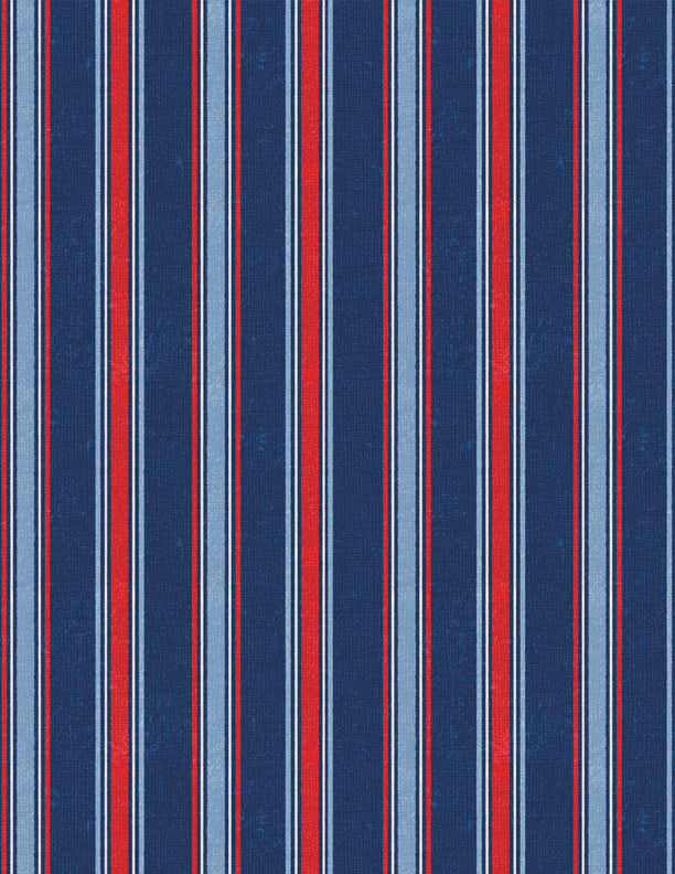 At the Helm Quilt Fabric - Stripe in Dark Blue/Multi - 1077-89258-431