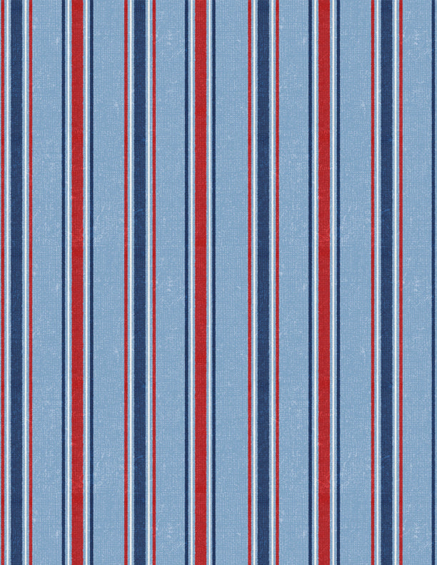 At the Helm Quilt Fabric - Stripe in Light Blue/Multi - 1077-89258-430