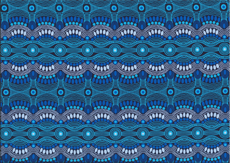 Australian Aboriginals Quilt Fabric - Desert Flora in Blue  - DFLBL