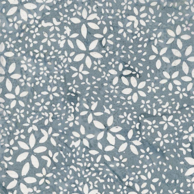 Batik Textiles Quilt Fabric - Shades of Grey - Gray Floral - 5731