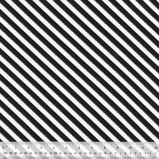 BeColourful Quilt Fabric - Black/White Diagonal Stripe - BC77Q-1
