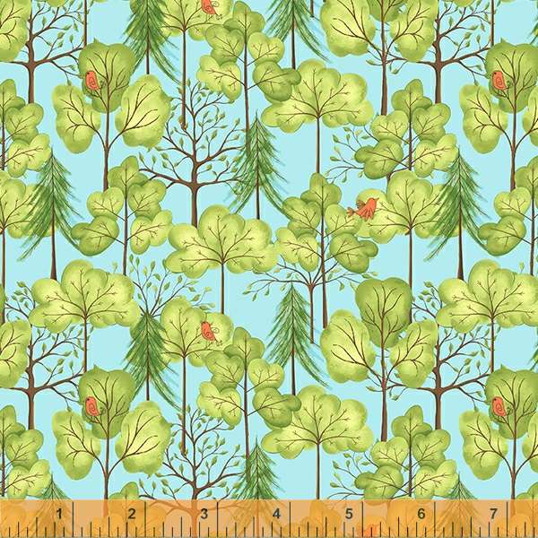 Be My Neighbor Quilt Fabric - Trees in Sky Blue - 53159-4