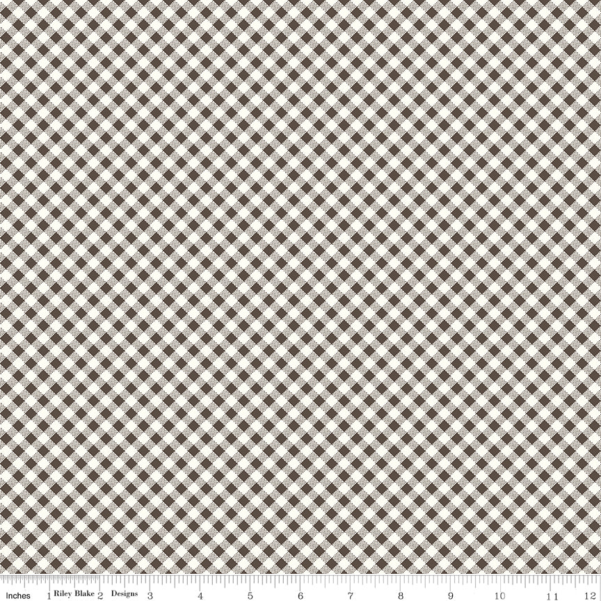Bee Ginghams Quilt Fabric by Lori Holt - Lisa (3/16" diagonal plaid) in Raisin Gray - C12556-RAISIN