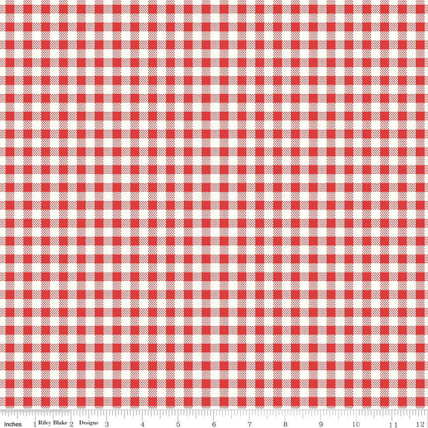 Bee Ginghams Quilt Fabric by Lori Holt - Natalie (1/4" straight plaid) in Jazzberry Red - C12558-JAZZBERRY