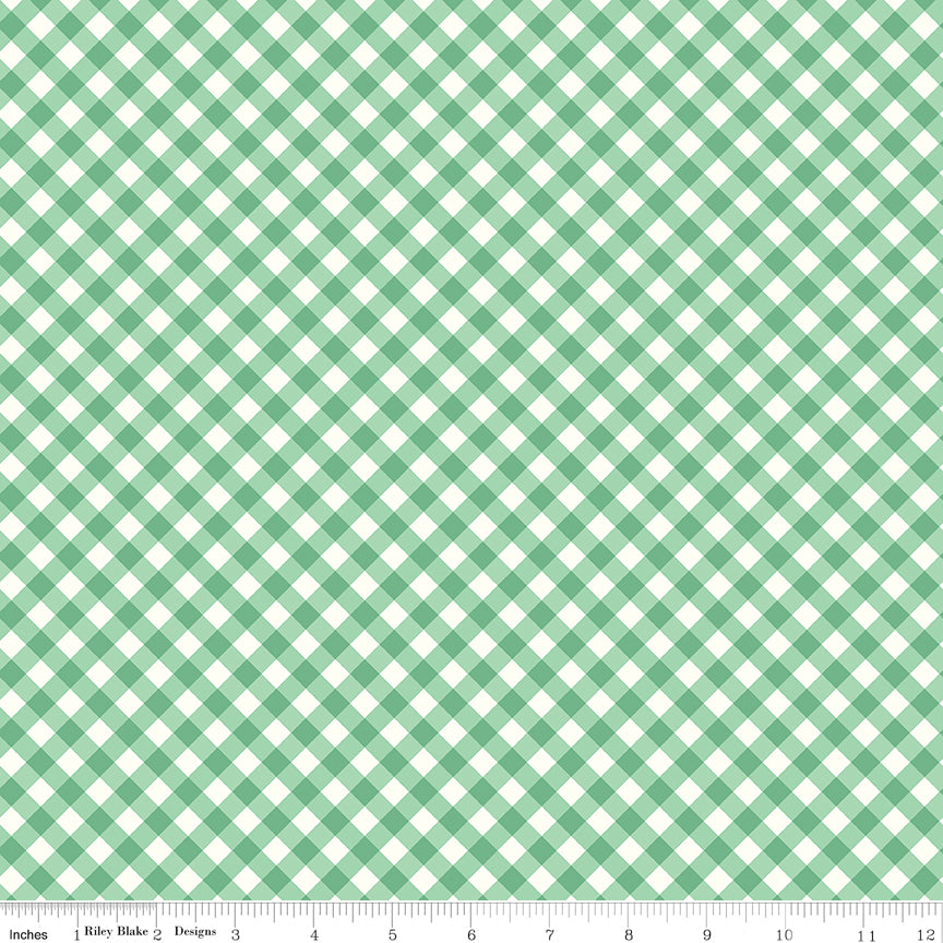 Bee Ginghams Quilt Fabric by Lori Holt - Tammy (1/4" diagonal plaid) in Alpine Green - C12554-ALPINE