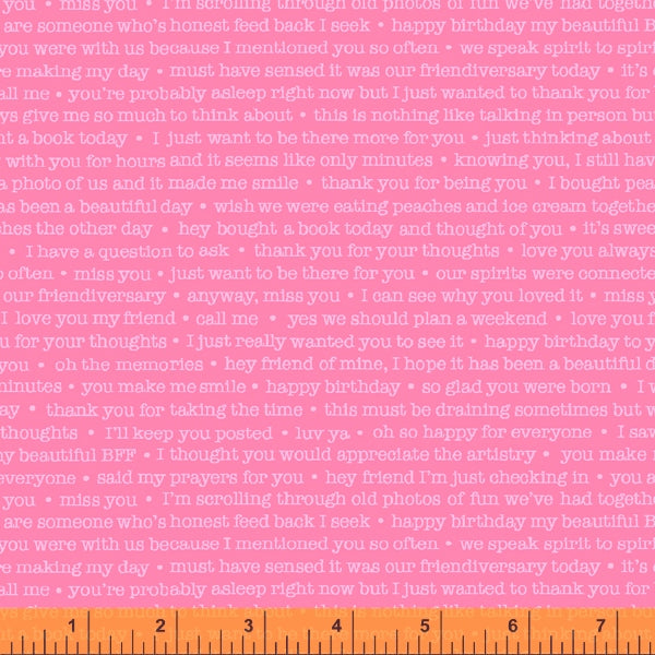 Between Friends Quilt Fabric - Messages in Pink - 52676-7