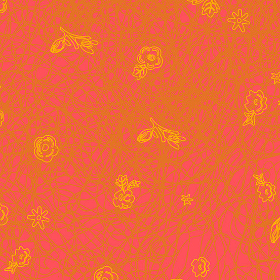 Between Quilt Fabric by Alison Glass - Chaos in Tiger Orange - A-368-O