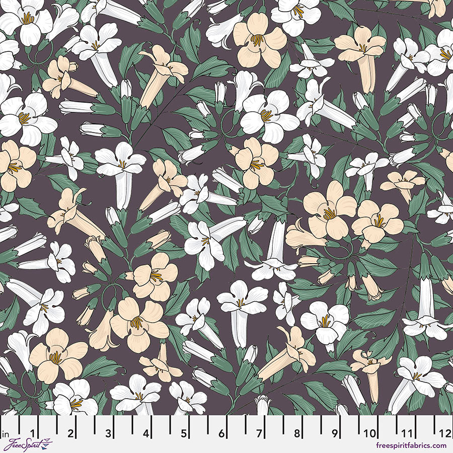 Birds of a Feather Quilt Fabric - Honeysuckle in Plum Multi - PWRH044.PLUM