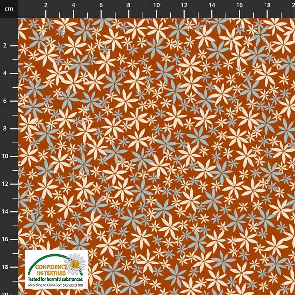 Birds on the Move Quilt Fabric - Floral on Rust - 4501-412