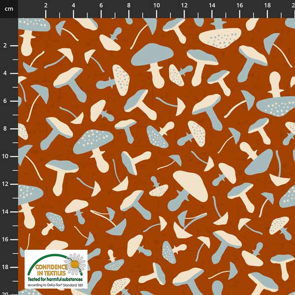 Birds on the Move Quilt Fabric - Mushrooms on Rust Orange - 4501-418