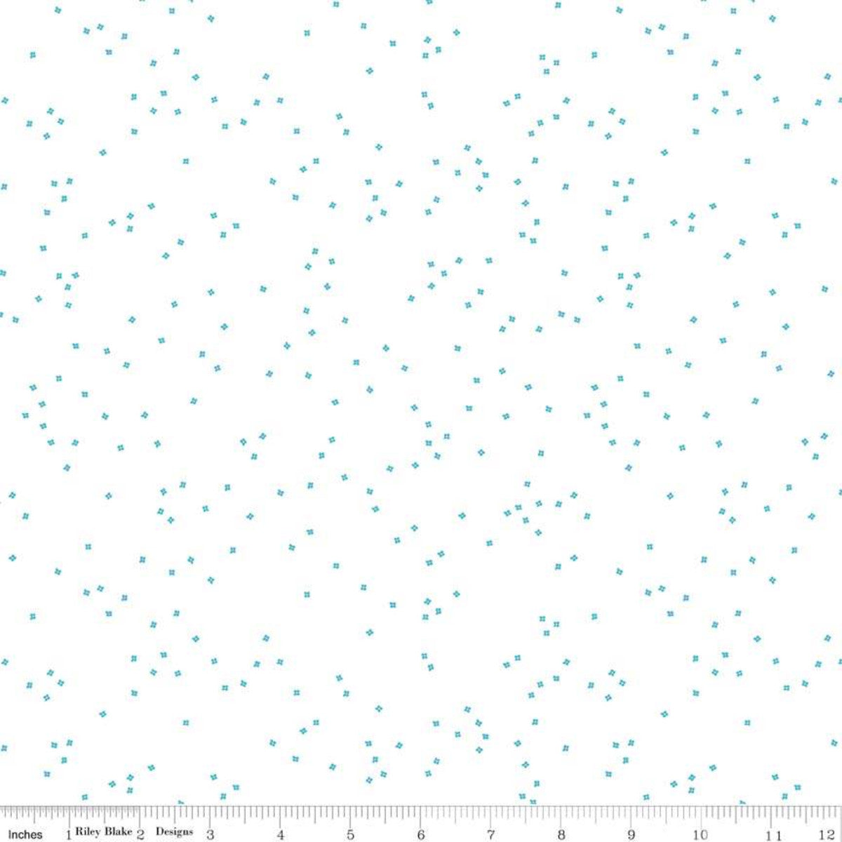Blossom Quilt Fabric - Peacock (Aqua) on White - C730-PEACOCK