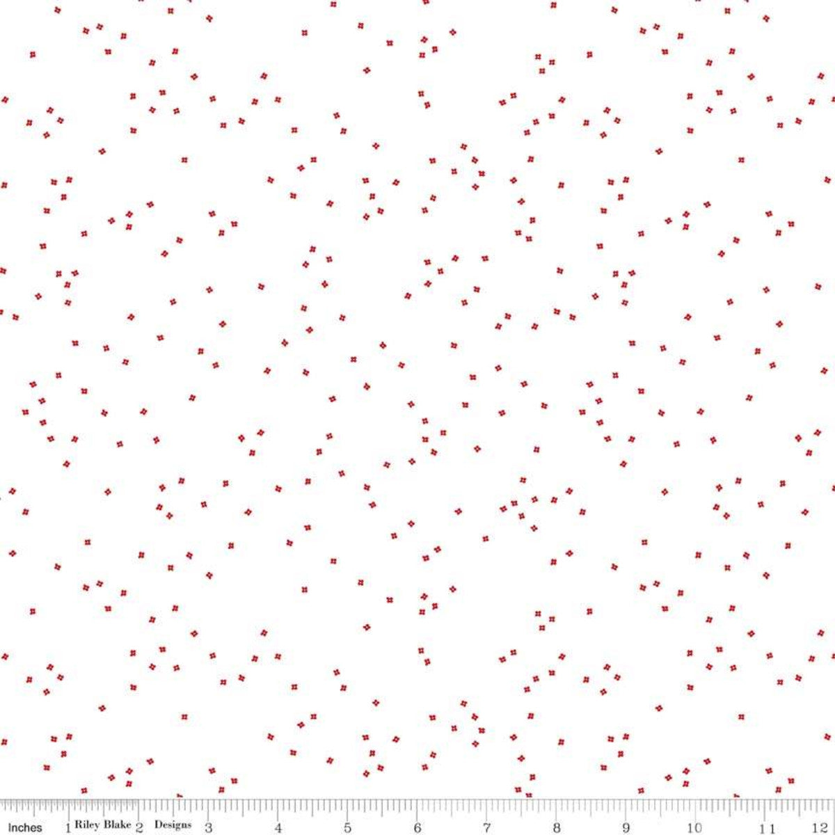 Blossom Quilt Fabric - Red on White - C730-RED