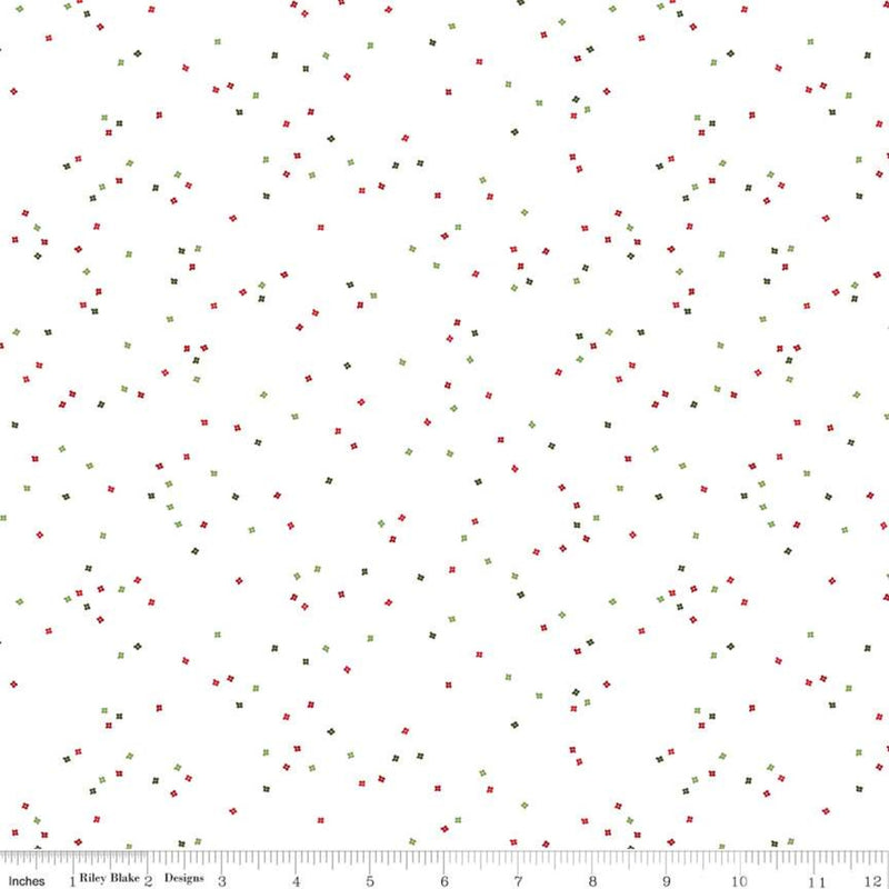 Blossom Quilt Fabric - Santa Claus (Green/Red) on White - C730-SANTACLAUS