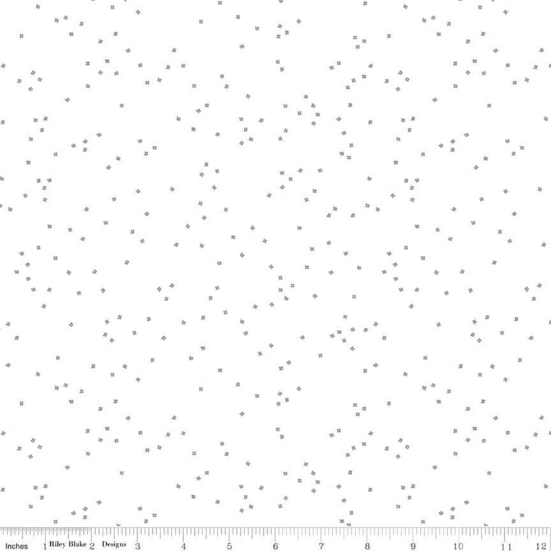 Blossom Quilt Fabric - Silver Sparkle on White - SC730-SILVER