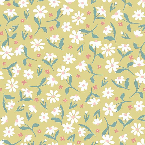 Blossom and Grow Quilt Fabric - Daisy Toss in Light Gold - 6099-44