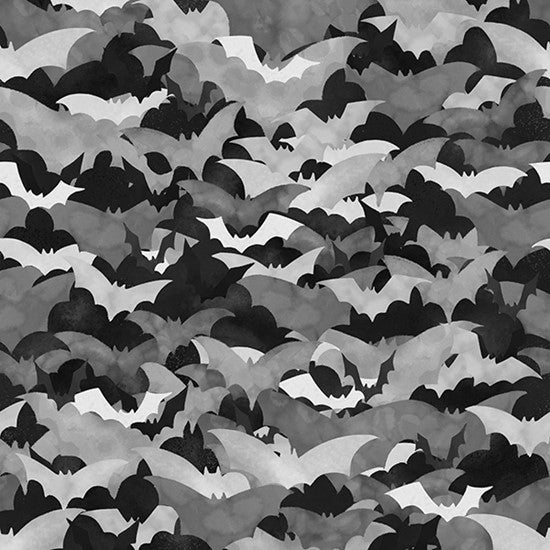 Boo! Quilt Fabric - Bats in Oreo Black/Gray - U4981-425