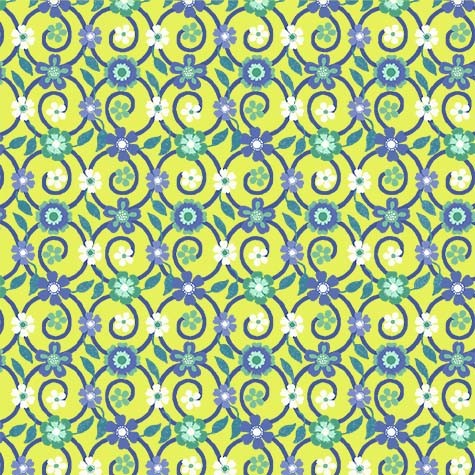 Bungalow Quilt Fabric - Floral Trellis in Lime Green - CX9503-LIME-D