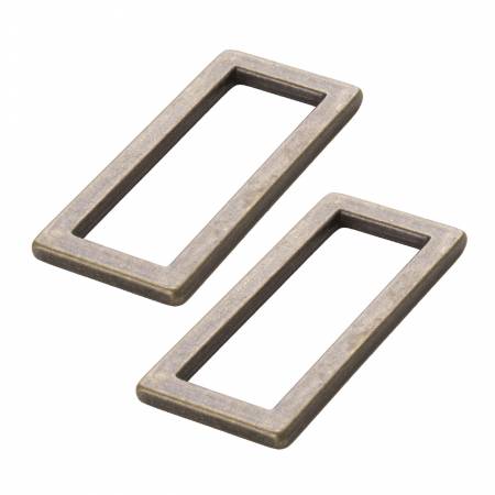 By Annie Bag Hardware - 1 1/2" Rectangle Ring, Flat, set of two, Antique Brass - HAR1.5-RR-TWO