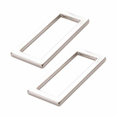 By Annie Bag Hardware - 1 1/2" Rectangle Ring, Flat, set of two, Nickel - HAR1.5-RR-TWO