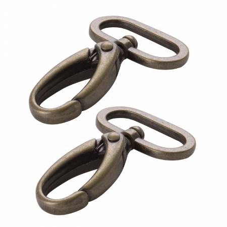By Annie Bag Hardware - 1 1/2" Swivel Snap Hook, set of two, Antique Brass - HAR1.5-SW-TWO