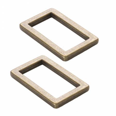 By Annie Bag Hardware - 1" Rectangle Ring, Flat, set of two, Antique Brass - HAR1-RR-TWO