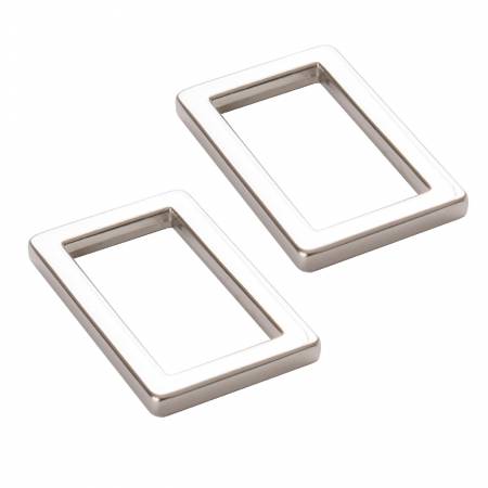 By Annie Bag Hardware - 1" Rectangle Ring, Flat, set of two, Nickel - HAR1-RR-TWO