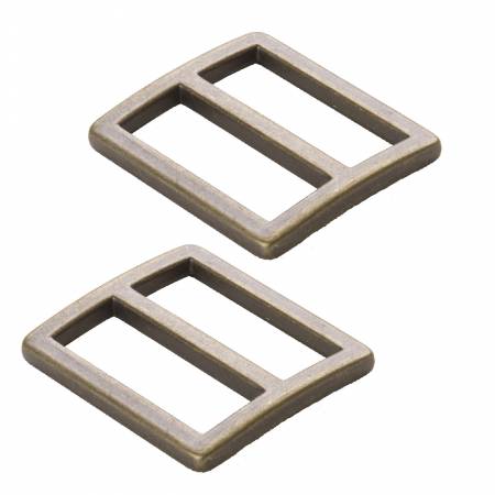 By Annie Bag Hardware - 1" Slider, Widemouth, Flat, set of two, Antique Brass - HAR1-SL-TWO
