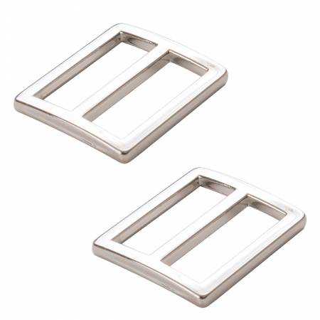 By Annie Bag Hardware - 1" Slider, Widemouth, Flat, set of two, Nickel - HAR1-SL-TWO