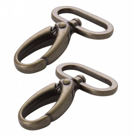 By Annie Bag Hardware - 1" Swivel Snap Hook, set of two, Antique Brass - HAR1-SW-TWO