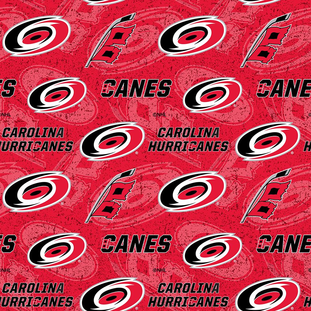 Carolina Hurricanes Quilt Fabric - Logos on Red - HUR 1199