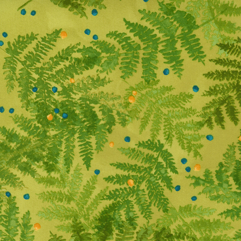 Carolina Lilies Quit Fabric - Ferns in Grass Green - 48702 17