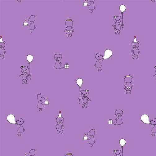 Celebrate Quilt Fabric - Bear Cubs in Lavender Purple - DH8819-LAVE-D