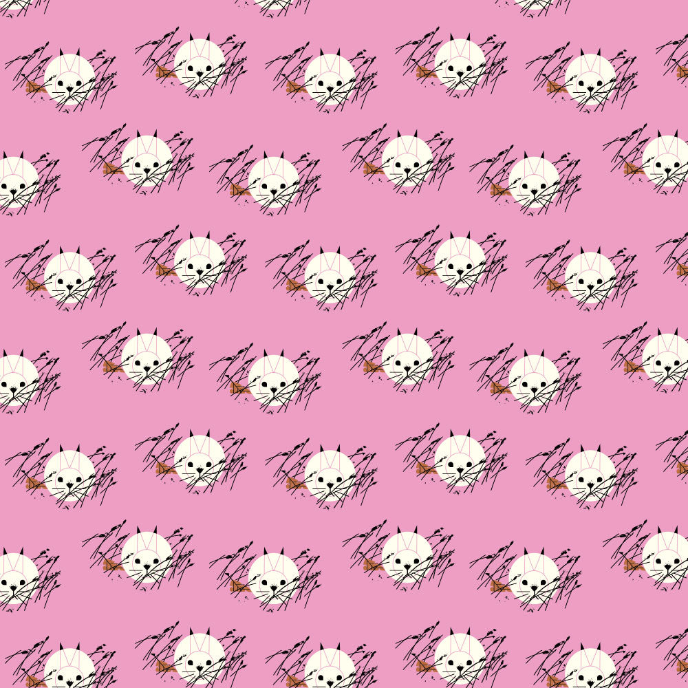 Charley Harper Nurture Vol 2 Quilt Fabric - Honey Bunny Rabbits in Pink - CH-169