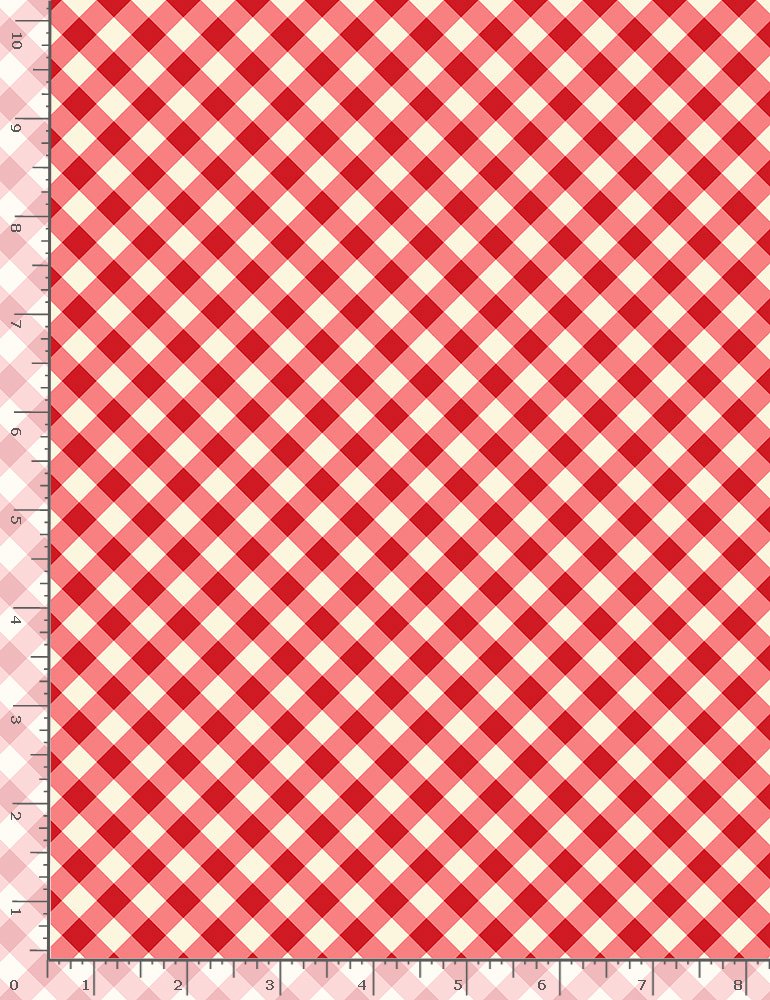 Cherry Pie Quilt Fabric - Vintage Diagonal Gingham in Cherry Red - GINGHAM-CD1550 CHERRY