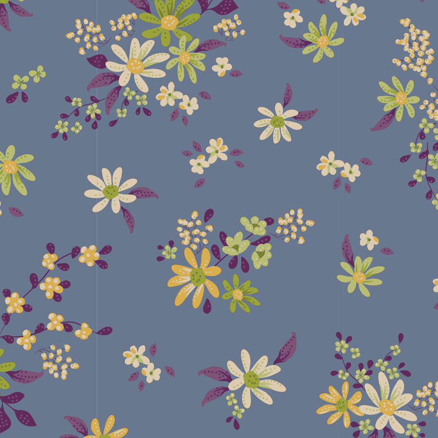 Chic Escape Quilt Fabric by Tilda's World - Daisyfield Floral Blenders in Blue - 110051