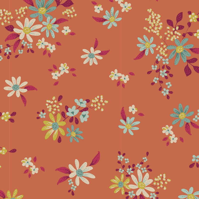 Chic Escape Quilt Fabric by Tilda's World - Daisyfield Floral Blenders in Ginger Orange - 110056