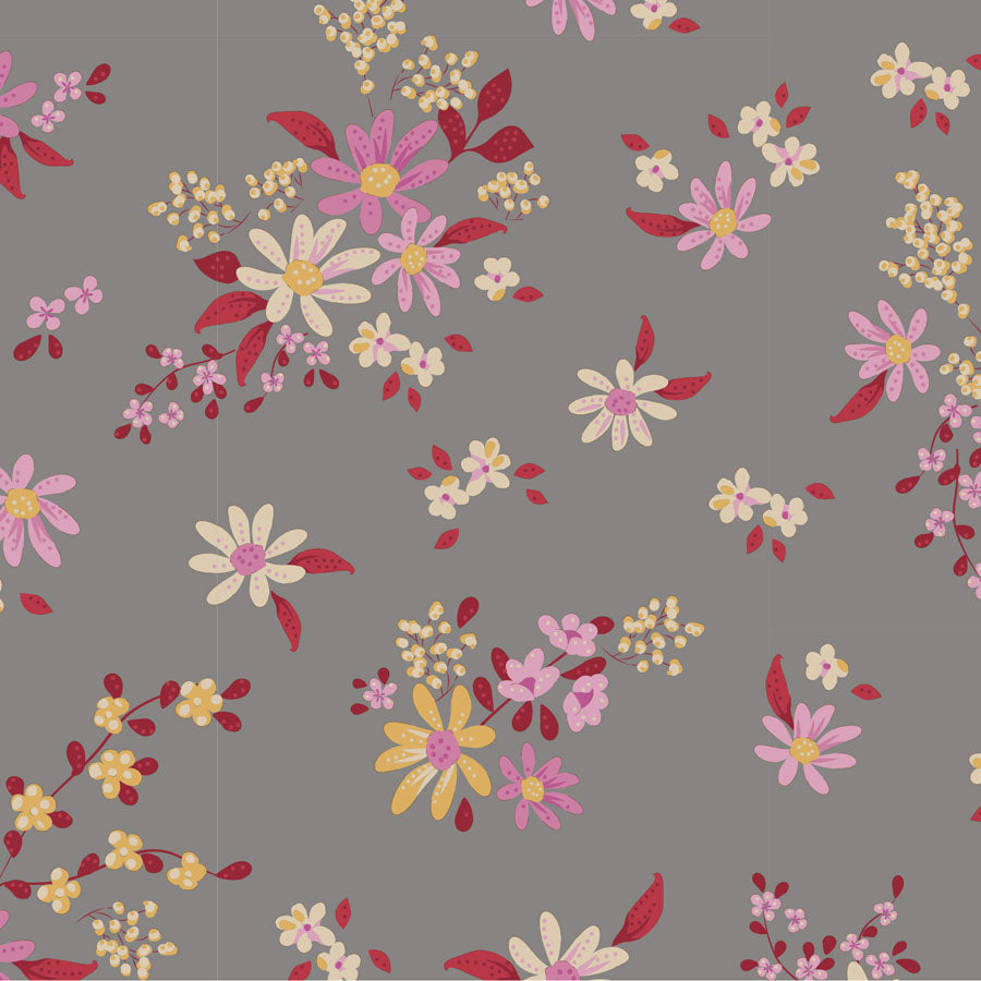 Chic Escape Quilt Fabric by Tilda's World - Daisyfield Floral Blenders in Grey/Gray - 110052