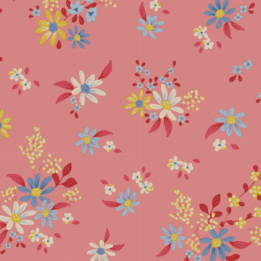 Chic Escape Quilt Fabric by Tilda's World - Daisyfield Floral Blenders in Pink - 110055