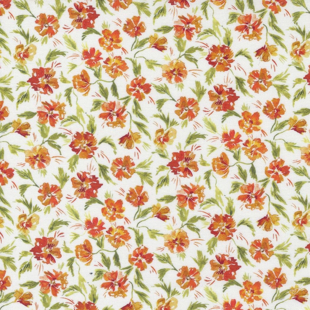 Chickadee Quilt Fabric - First Roots Poppies in Persimmon Orange - 39739 11