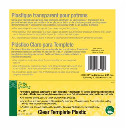 Clear Template Plastic - 3119D